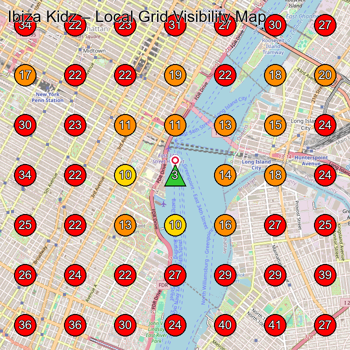 Ibiza Kidz GeoGrid visibility map for Toy Store in Jersey City